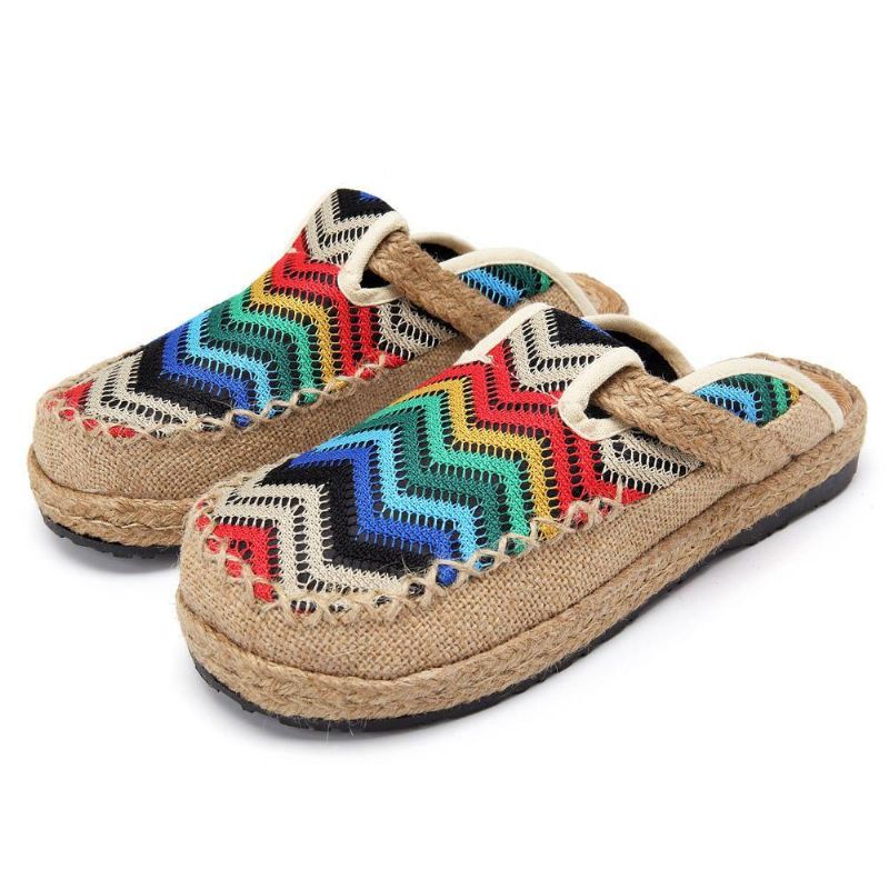 Espadrilles Arc-en-ciel Mocassins Dos Nu En Lin