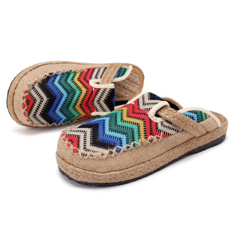 Espadrilles Arc-en-ciel Mocassins Dos Nu En Lin