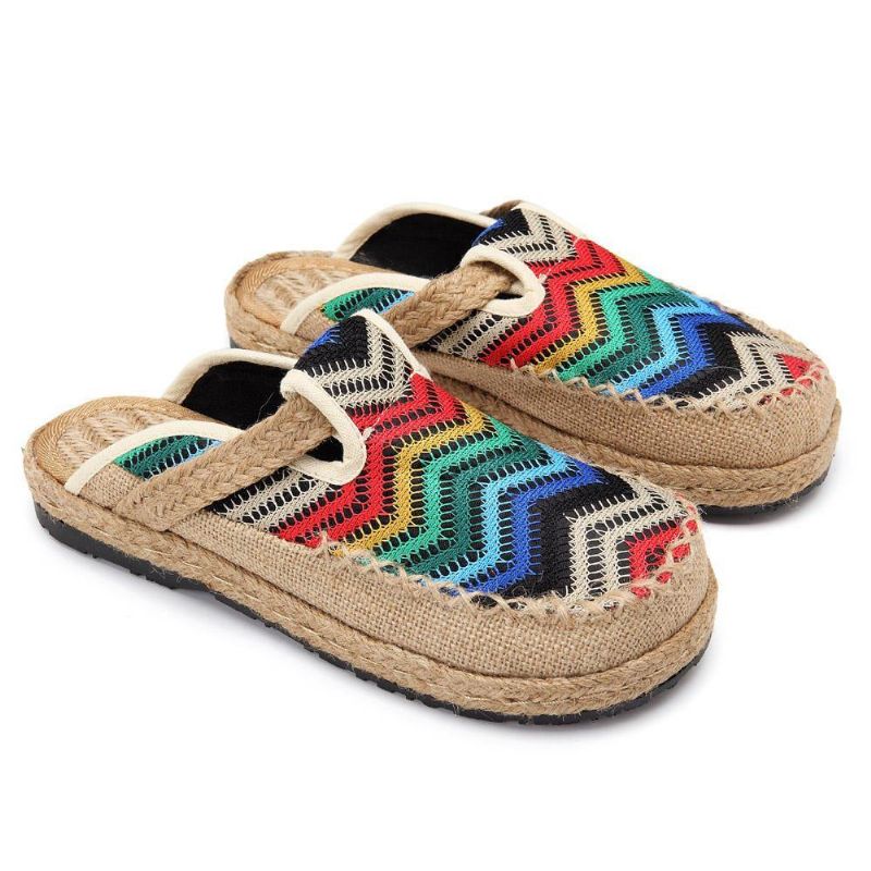 Espadrilles Arc-en-ciel Mocassins Dos Nu En Lin