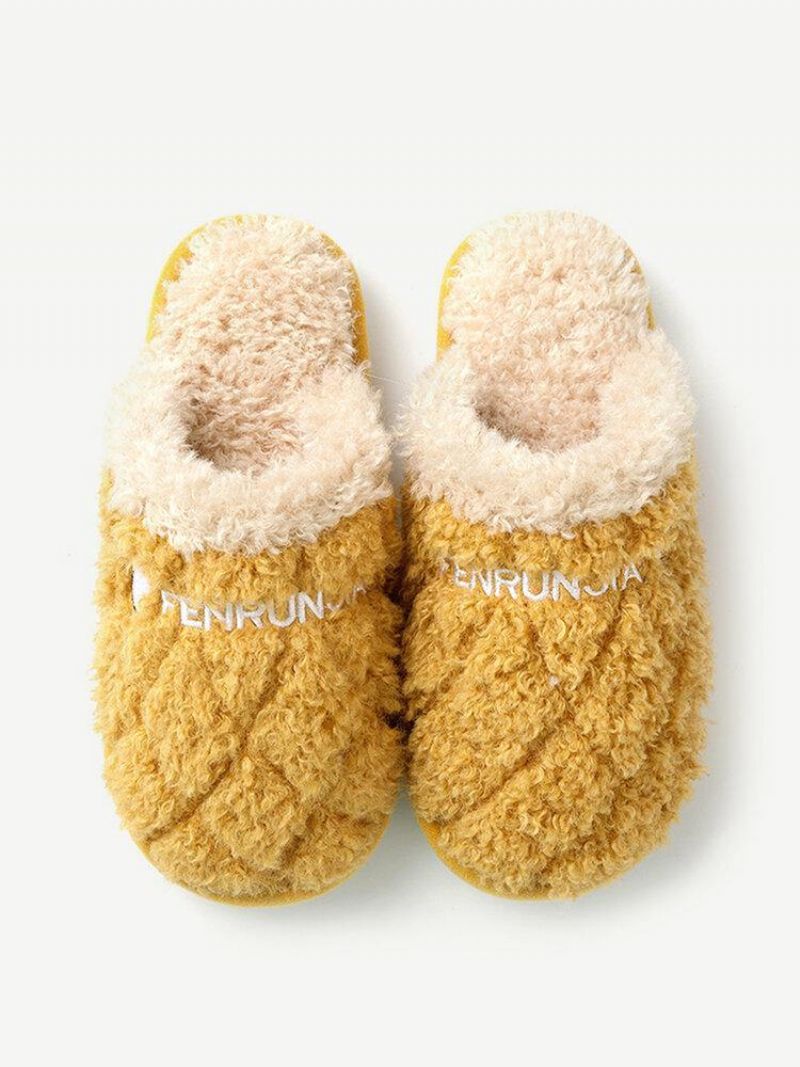 Femmes Casual Cartoon Pattern Fermé Toe Warm Plush Home Shoes