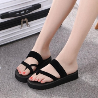 Femmes Clip Toe Solide Couleur Casual Maison Wedge Pantoufles