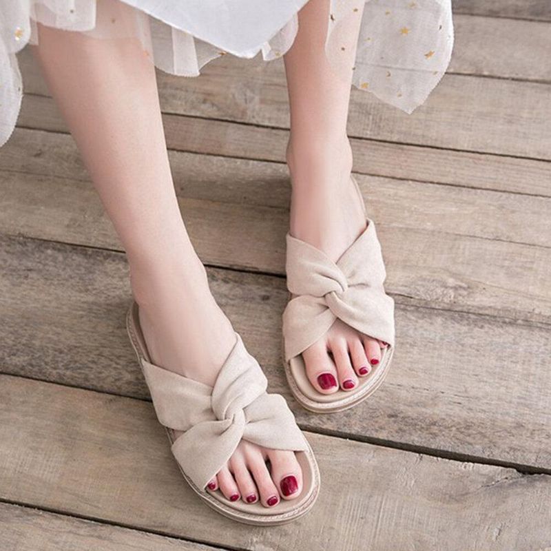 Femmes Cross Strap Open Toe Comfy Home Chaussures Pantoufles