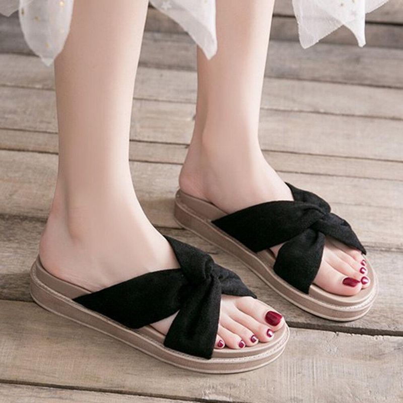 Femmes Cross Strap Open Toe Comfy Home Chaussures Pantoufles