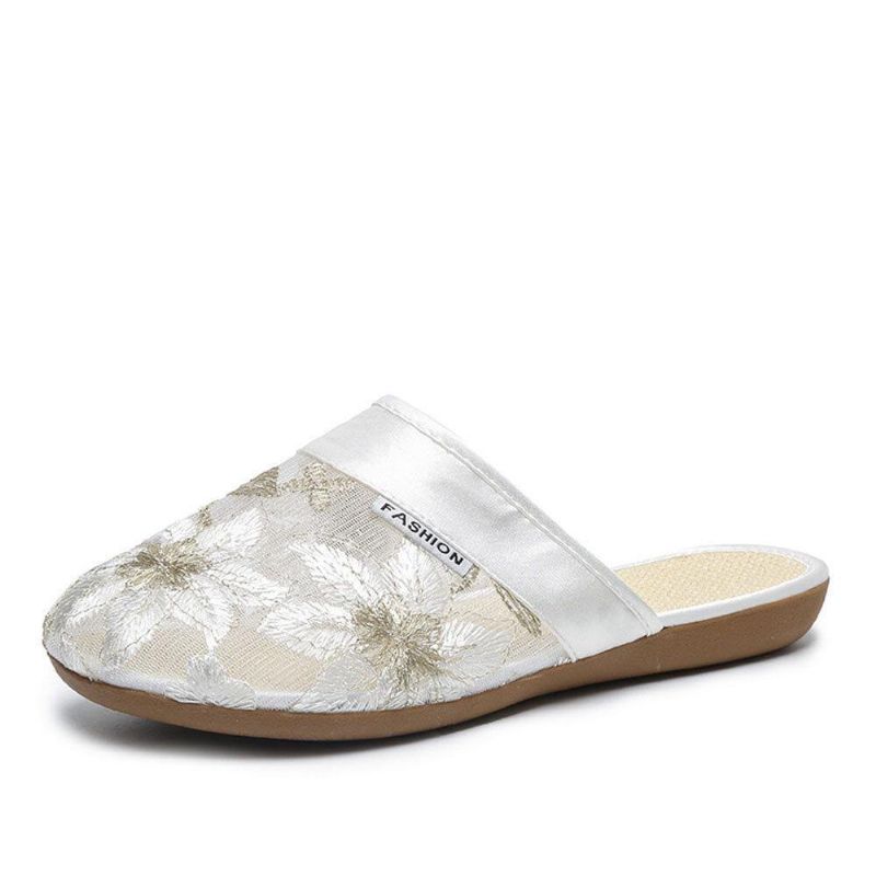 Femmes Floral Flower Pattern Hollow Out Confortable Fermé Toe Casual Flat Slipper