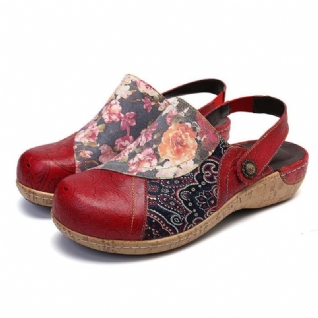 Femmes Super Comfy Bloom Flowers Splicing Retro Pattern Stitching À Enfiler Chaussures Plates