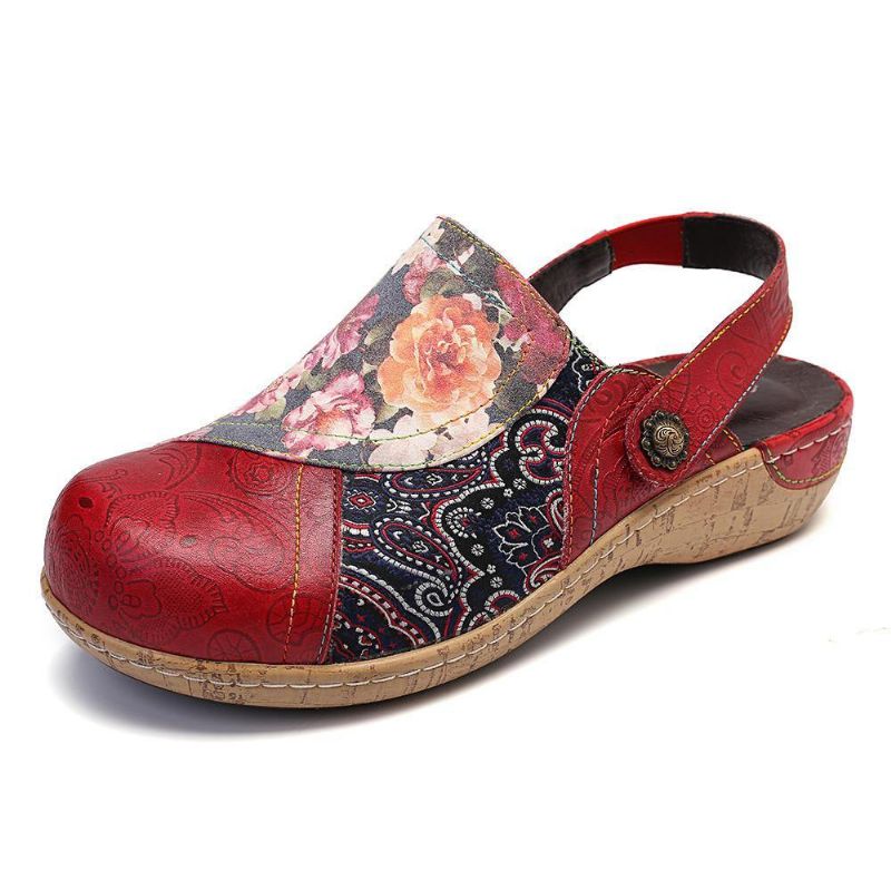 Femmes Super Comfy Bloom Flowers Splicing Retro Pattern Stitching À Enfiler Chaussures Plates