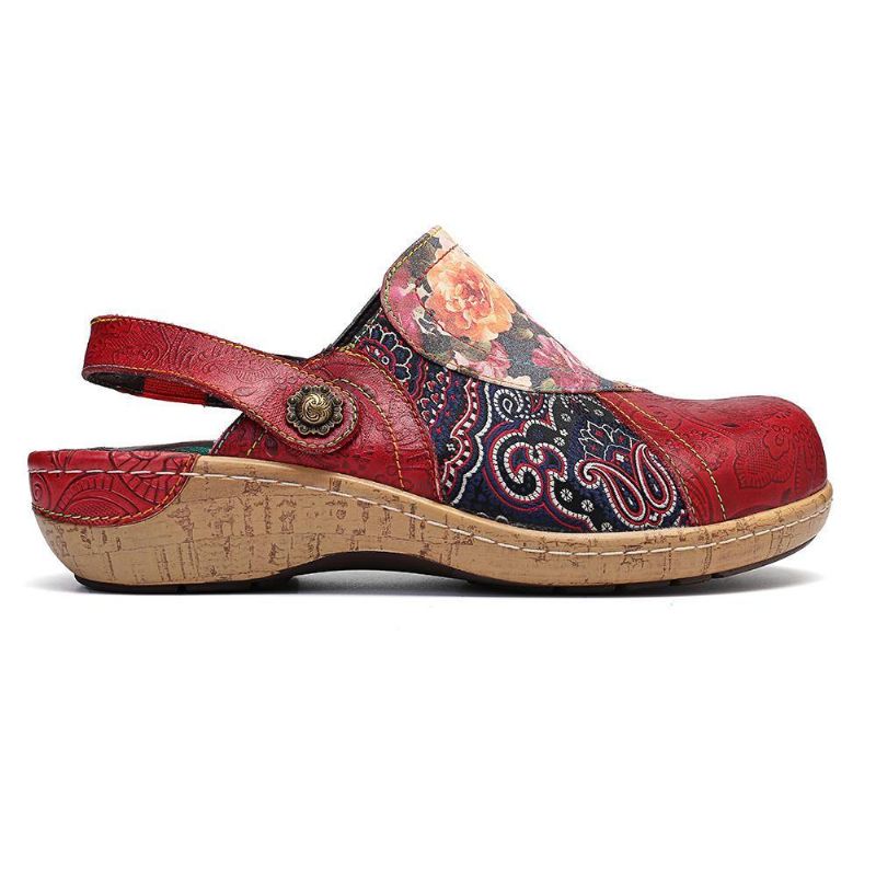 Femmes Super Comfy Bloom Flowers Splicing Retro Pattern Stitching À Enfiler Chaussures Plates