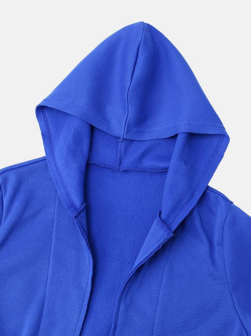 Cardigans À Capuche Homme Bleus Ouverts Devant Manches Longues