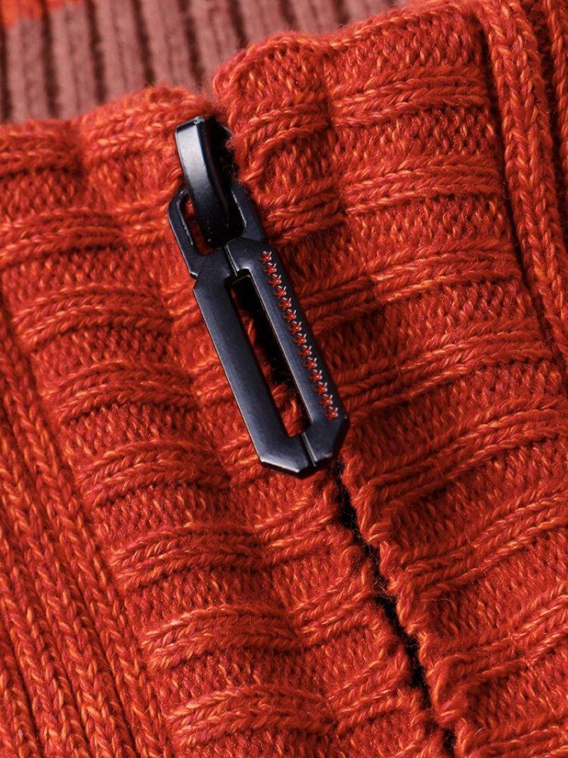 Cardigans Chauds Décontractés En Tricot Côtelé À Fermeture Éclair Pour Hommes