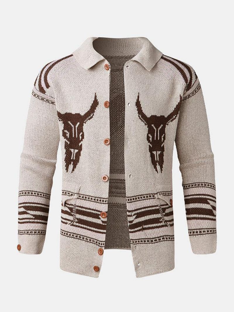 Cardigans En Tricot Chaud À Motif Vintage Pour Hommes