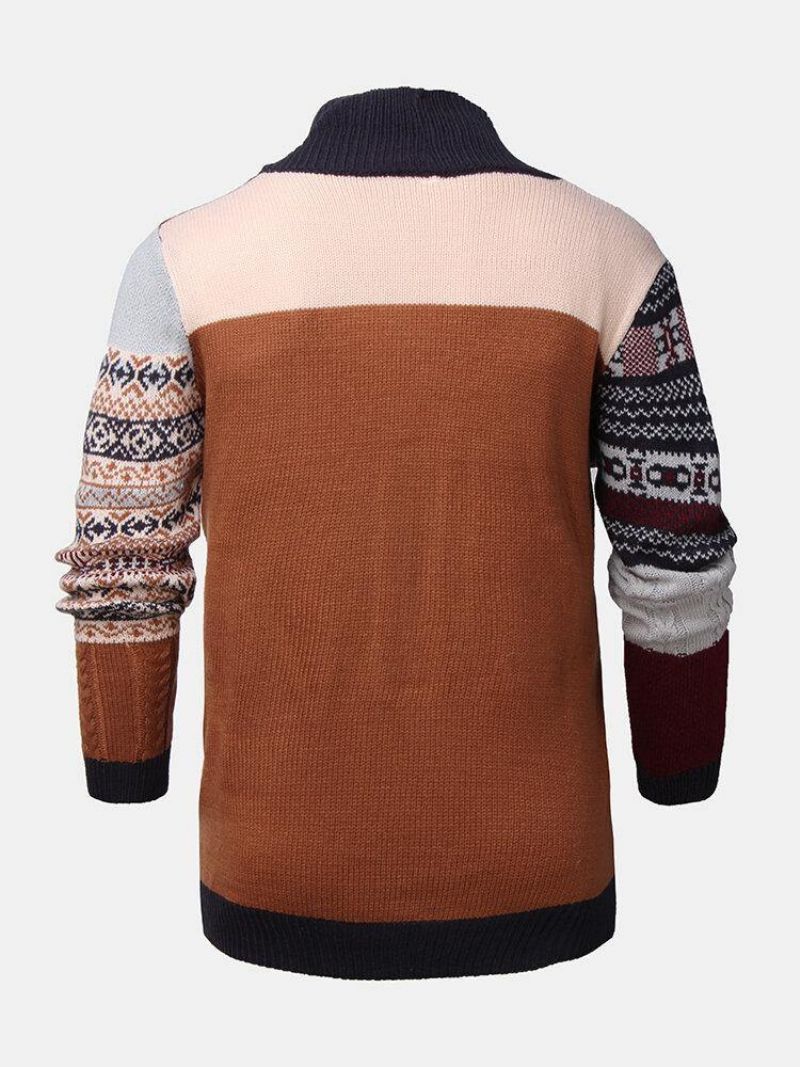 Cardigans En Tricot À Simple Boutonnage Pour Hommes Ethinc Style Graphics Avec Poche