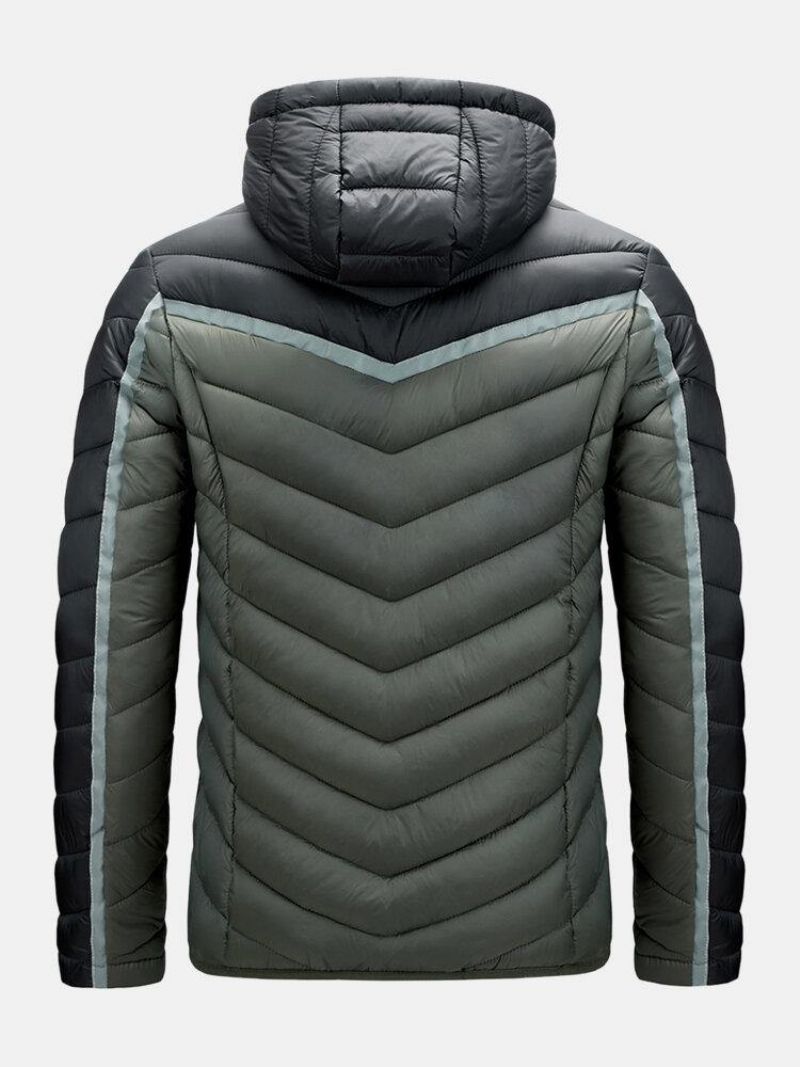 Doudoune À Capuche Zippée Patchwork De Couleurs Contrastées Pour Homme