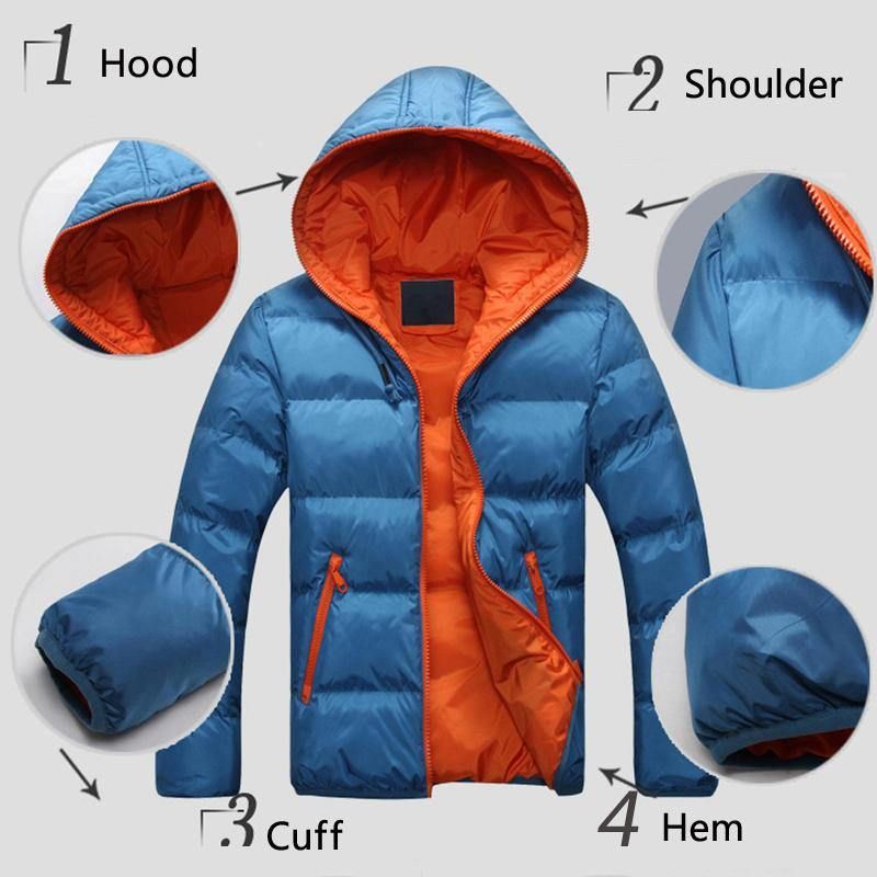 Veste Matelassée À Capuche Chaude Pour L'hiver Avec Contraste Thermique Pour Hommes