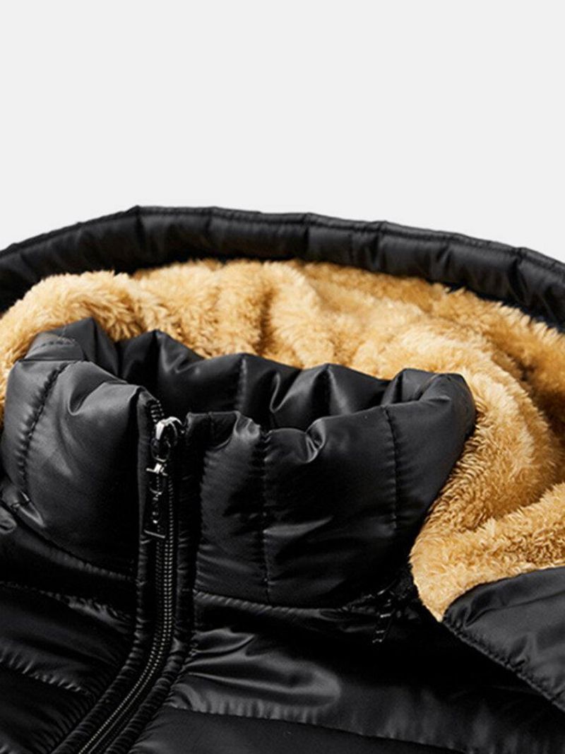 Veste Matelassée À Capuche Matelassée En Coton Chaud Doublée De Peluche Pour Homme Avec Poche