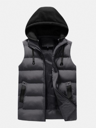 Veste Zippée À Capuche Pour Homme Avec Poche Latérale Coupe-vent Et Chaude Sans Manches