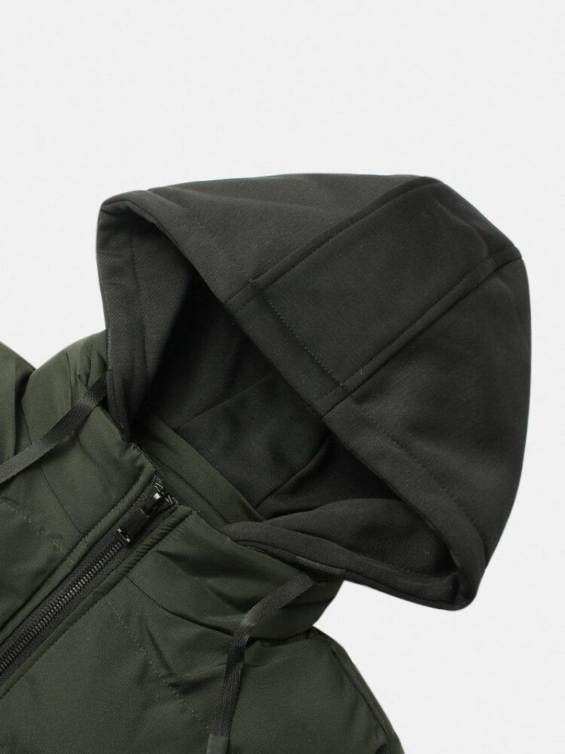 Veste Zippée À Capuche Pour Homme Avec Poche Latérale Coupe-vent Et Chaude Sans Manches