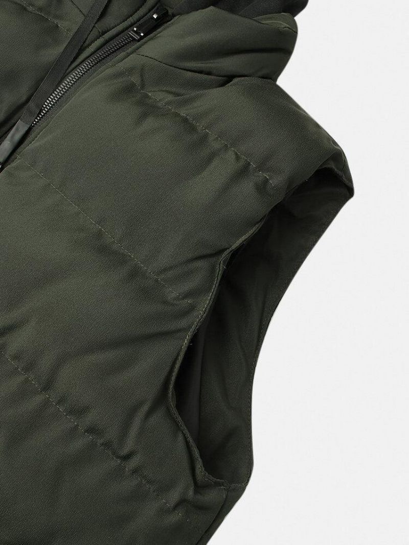 Veste Zippée À Capuche Pour Homme Avec Poche Latérale Coupe-vent Et Chaude Sans Manches