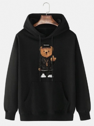 Sweat À Capuche 100 % Coton Avec Imprimé Ours Dessin Animé Pour Homme