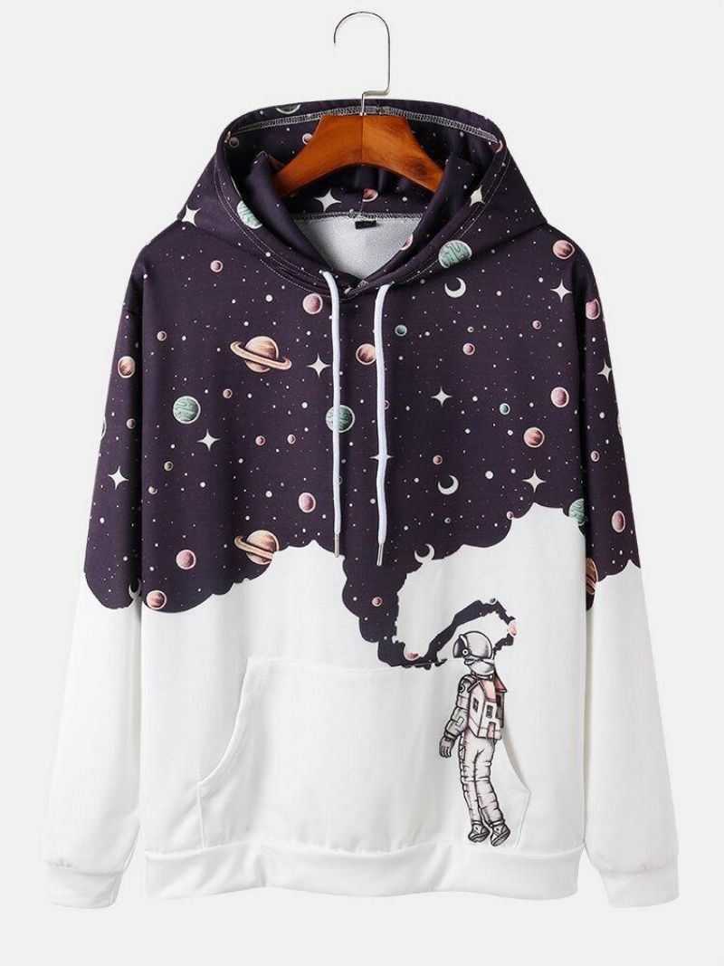 Sweat À Capuche À Manches Longues À Imprimé Galaxie Astronaute Design Pour Homme Avec Poche