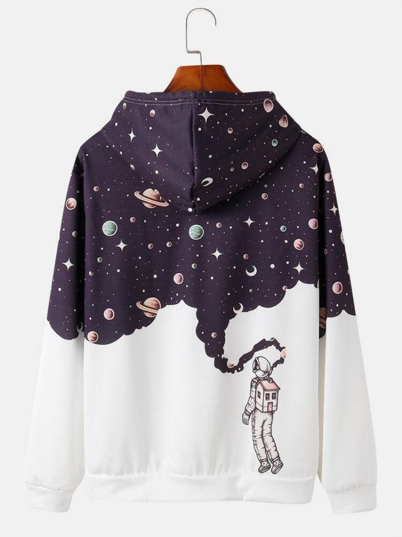 Sweat À Capuche À Manches Longues À Imprimé Galaxie Astronaute Design Pour Homme Avec Poche