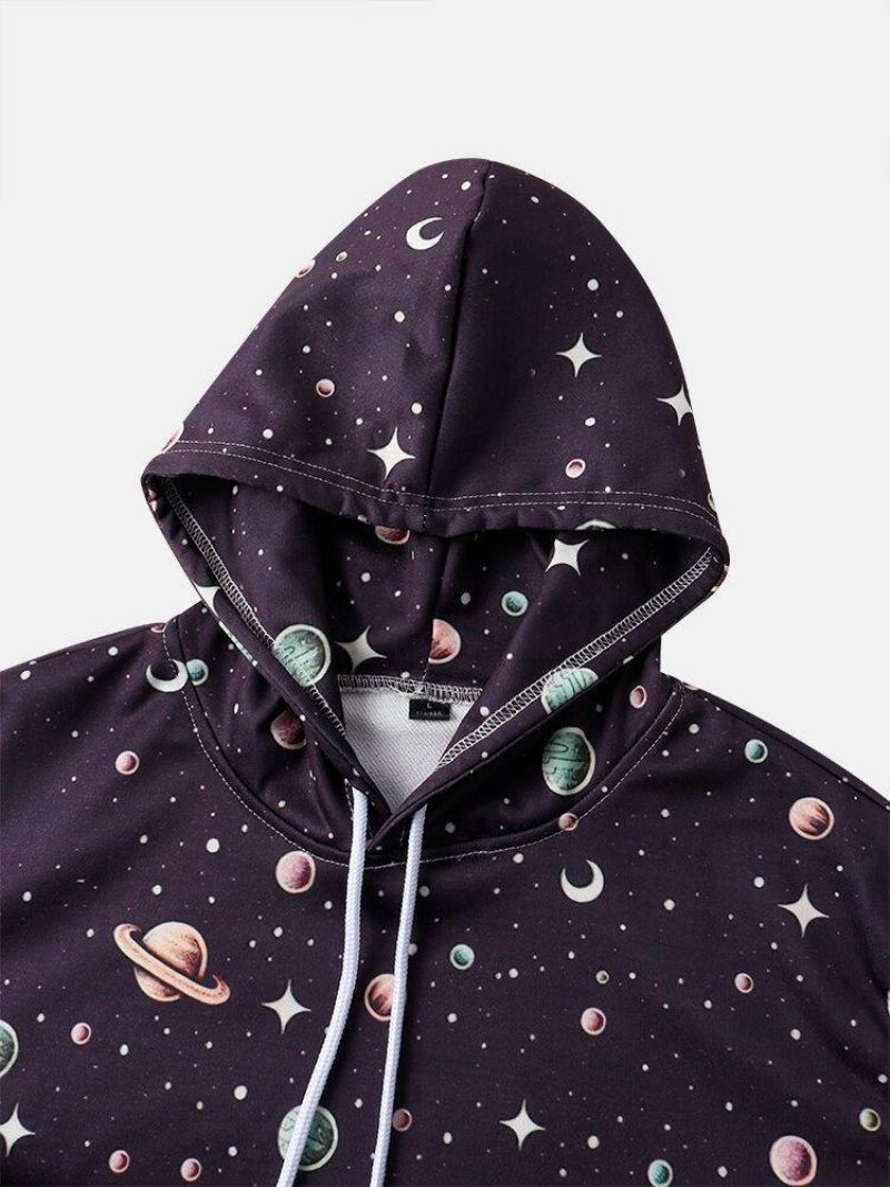 Sweat À Capuche À Manches Longues À Imprimé Galaxie Astronaute Design Pour Homme Avec Poche