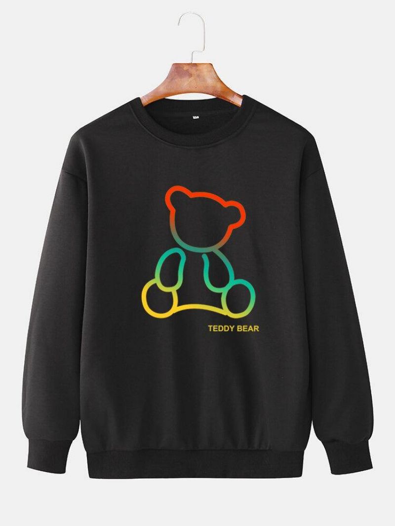 Sweat-shirts En Coton À Col Rond Et Imprimé Ours En Peluche Ombré Pour Hommes