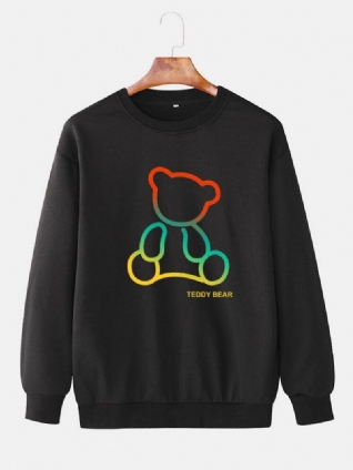 Sweat-shirts En Coton À Col Rond Et Imprimé Ours En Peluche Ombré Pour Hommes