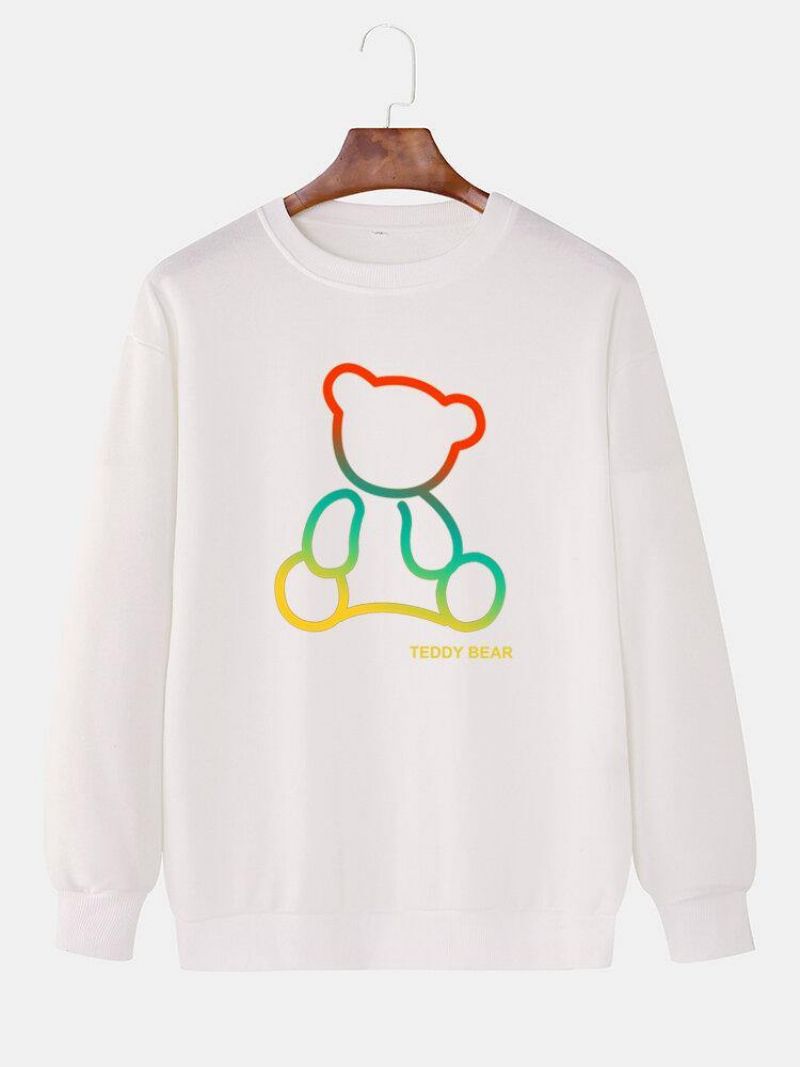 Sweat-shirts En Coton À Col Rond Et Imprimé Ours En Peluche Ombré Pour Hommes