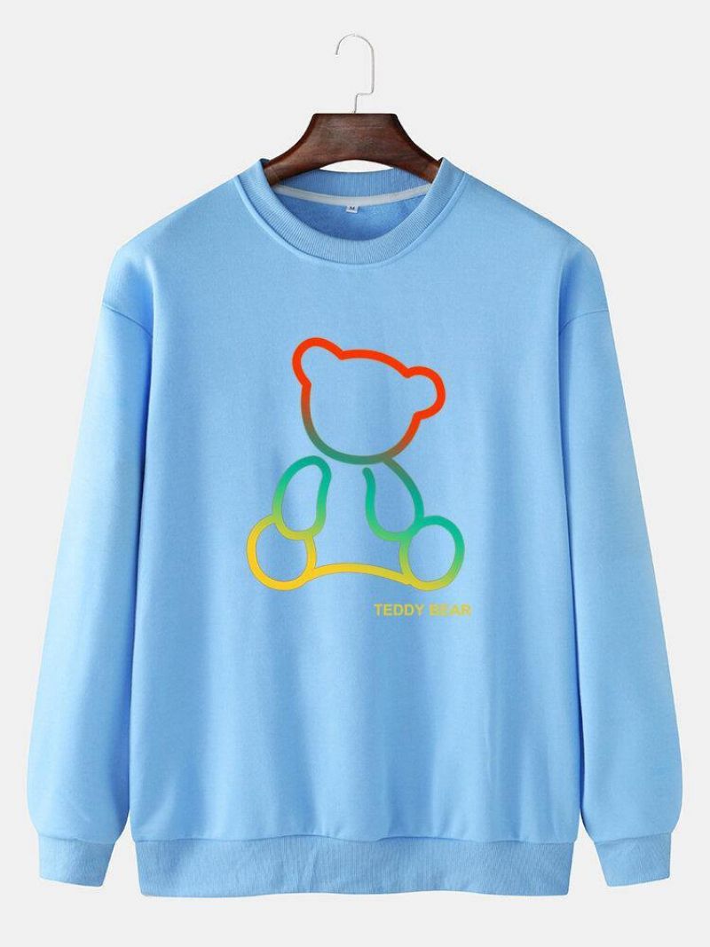 Sweat-shirts En Coton À Col Rond Et Imprimé Ours En Peluche Ombré Pour Hommes