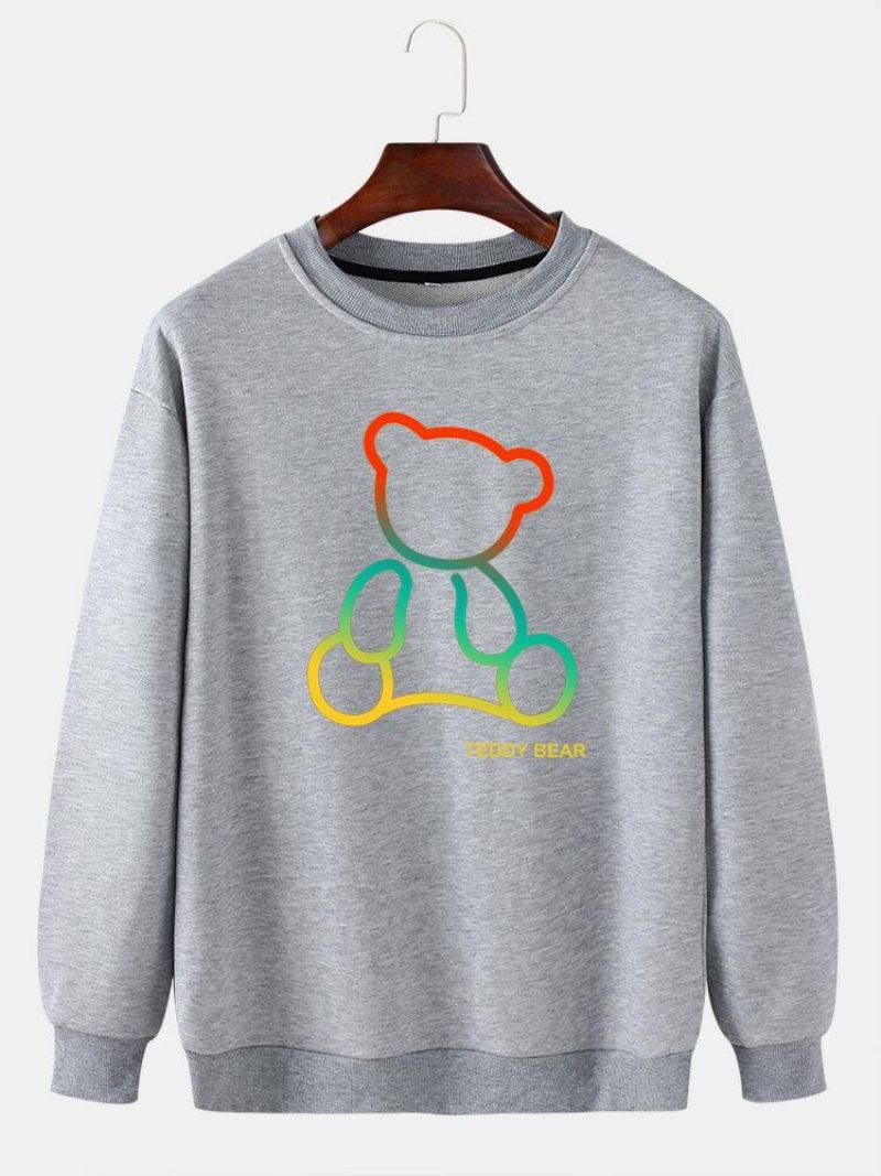 Sweat-shirts En Coton À Col Rond Et Imprimé Ours En Peluche Ombré Pour Hommes