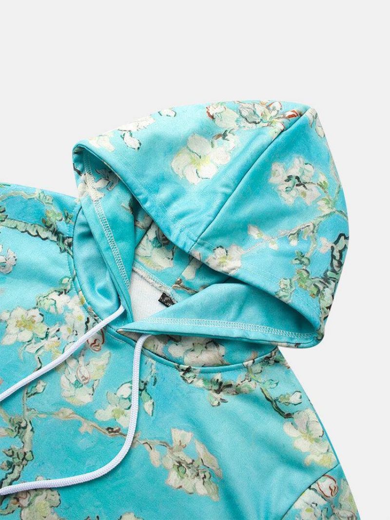 Sweats À Capuche Avec Cordon De Serrage Et Poche Kangourou À Imprimé Floral Pour Hommes