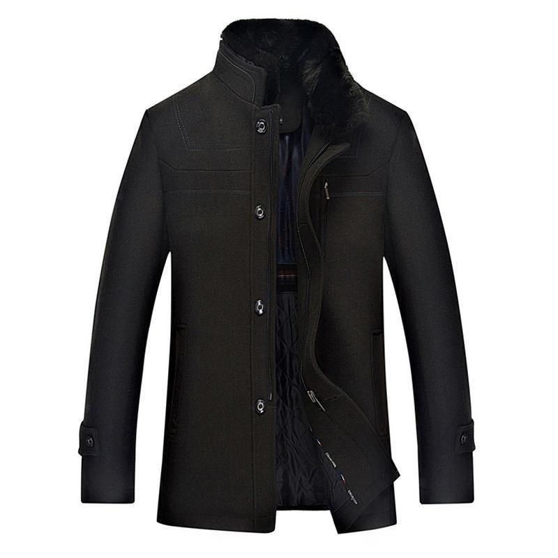 Manteau D'hiver Mi-long En Laine Pour Hommes Trench Manteau Épais Et Chaud