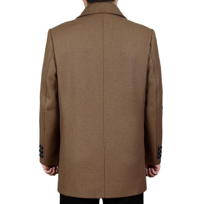 Trench Manteau D'affaires Mi-long Pour Hommes Manteau En Laine Décontracté De Couleur Unie