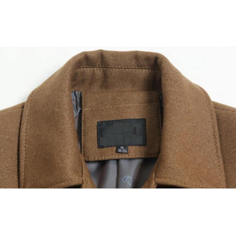 Trench Manteau D'affaires Mi-long Pour Hommes Manteau En Laine Décontracté De Couleur Unie