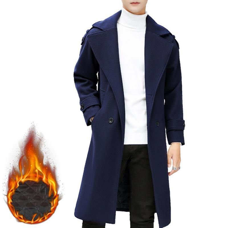 Trench Manteau En Laine Épais Et Chaud À Double Boutonnage Pour Homme