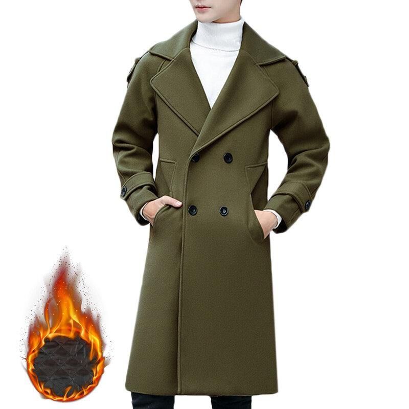 Trench Manteau En Laine Épais Et Chaud À Double Boutonnage Pour Homme