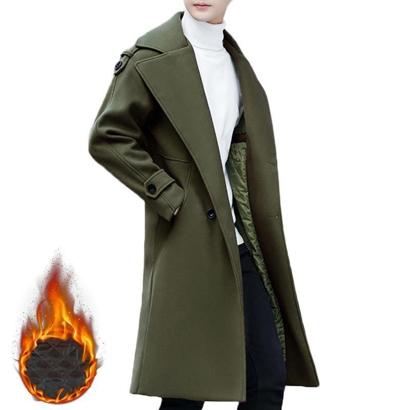 Trench Manteau En Laine Épais Et Chaud À Double Boutonnage Pour Homme