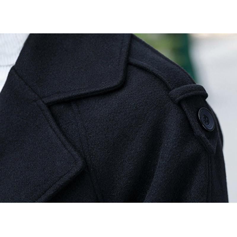 Trench Manteau En Laine Épais Et Chaud À Double Boutonnage Pour Homme