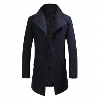 Trench Manteau En Laine Mélangée À Boutonnage Simple Pour Hommes