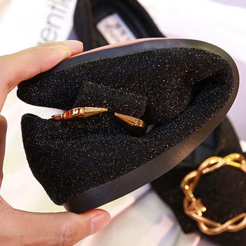 Chaussures Plates En Daim À Bout Pointu Avec Strass Pour Femmes