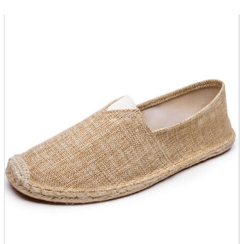 Espadrilles À Enfiler De Couleur Unie Pour Femmes De Grande Taille Chaussures Plates De Pêcheur