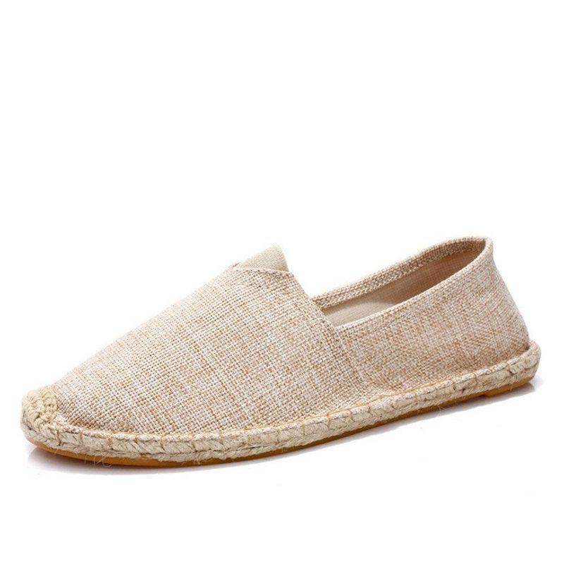 Espadrilles À Enfiler De Couleur Unie Pour Femmes De Grande Taille Chaussures Plates De Pêcheur