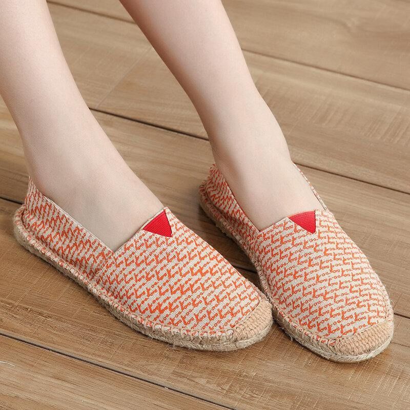 Espadrilles À Enfiler De Couleur Unie Pour Femmes De Grande Taille Chaussures Plates De Pêcheur