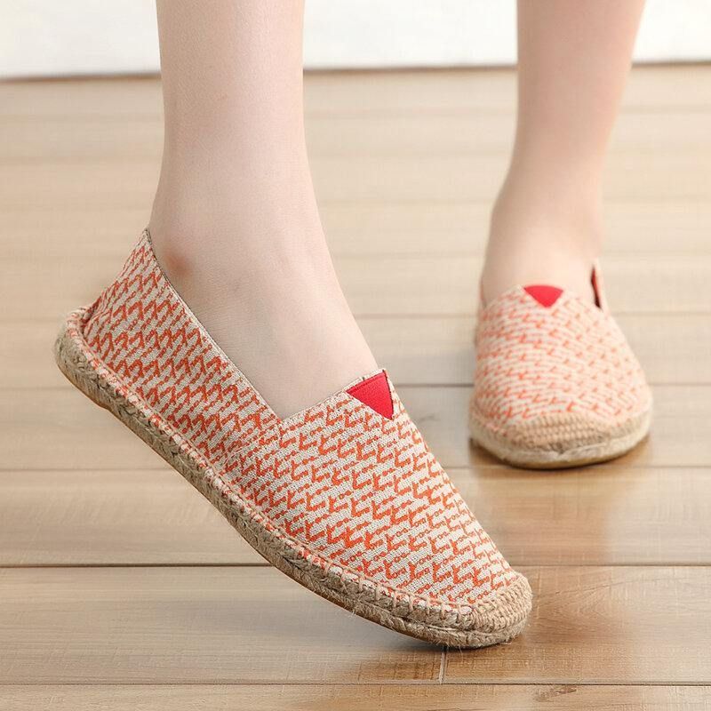 Espadrilles À Enfiler De Couleur Unie Pour Femmes De Grande Taille Chaussures Plates De Pêcheur