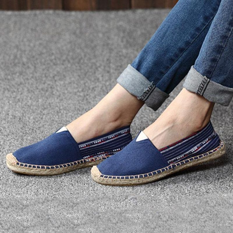 Espadrilles À Enfiler En Lin De Style Ethnique Pour Femmes De Grande Taille