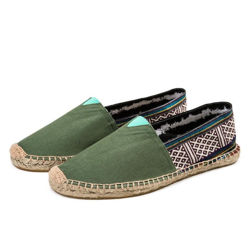 Espadrilles À Enfiler En Lin De Style Ethnique Pour Femmes De Grande Taille