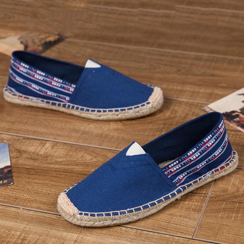 Espadrilles À Enfiler En Lin De Style Ethnique Pour Femmes De Grande Taille