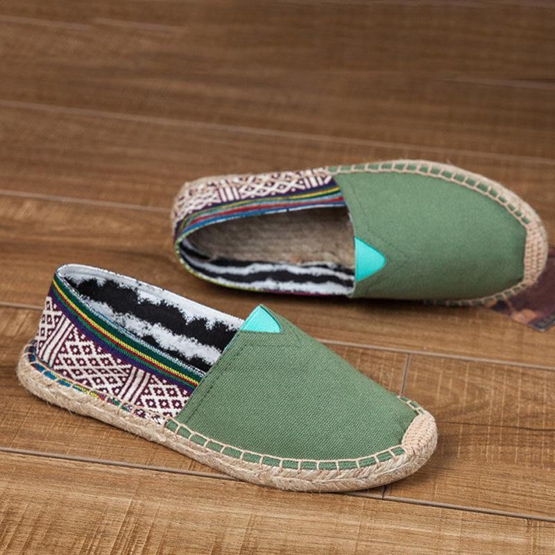 Espadrilles À Enfiler En Lin De Style Ethnique Pour Femmes De Grande Taille