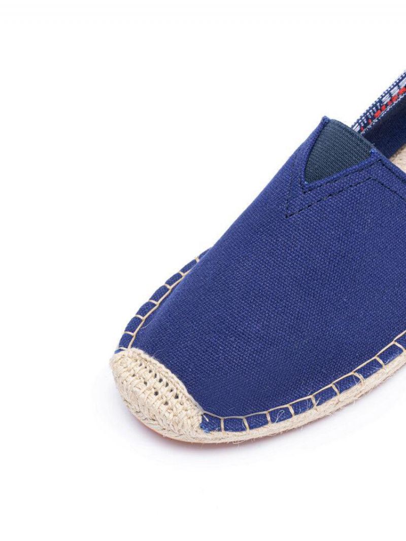 Ethnic Splicing Colorful Striped Linen Comfy Breathable À Enfiler Casual Espadrille Flat Shoes