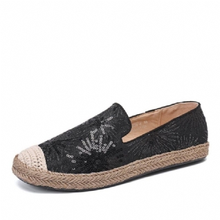 Femmes Casual Paillettes Fleurs Motif Espadrille Appartements Mocassins